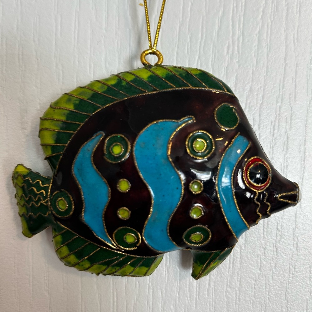 Vibrant Blue , Black and Green Fish Aquarium Decor / Ornament